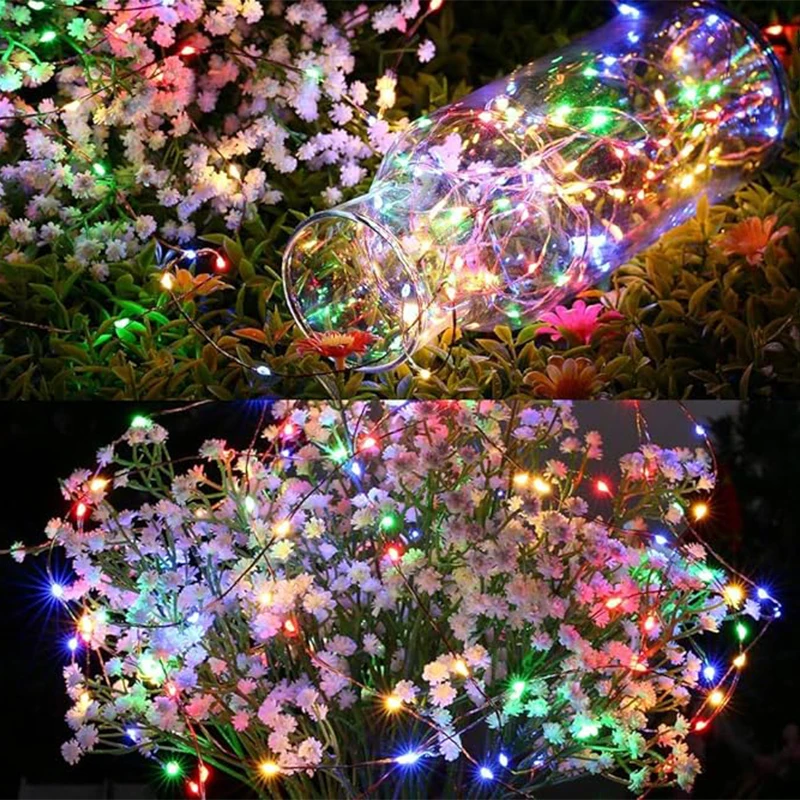 Solar String Lights LED String Lights Fairy Copper Wire Lights Outdoor Waterproof Garden Villa Decorative Light Strings