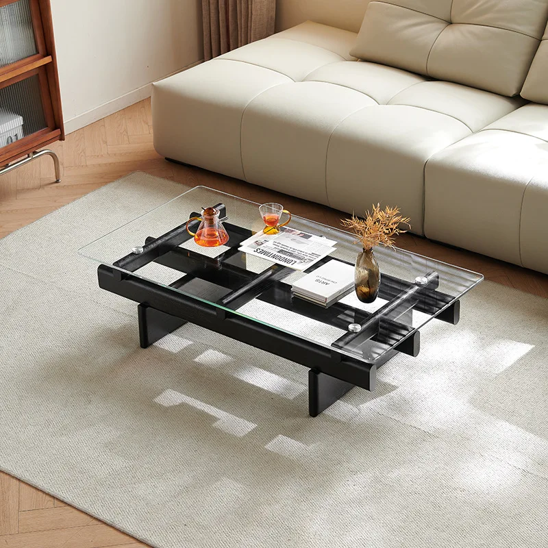 中世風ウォールナット突板コーヒーテーブルティーテーブルホームリビングルームハイエンドライトラグジュアリー収納付き丸型ティーサイドテーブル