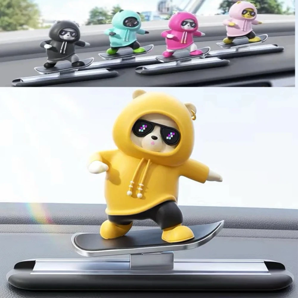 New car instrument skateboard bear decorative ornaments creative bear mobile car cartoon center console  universal decoration