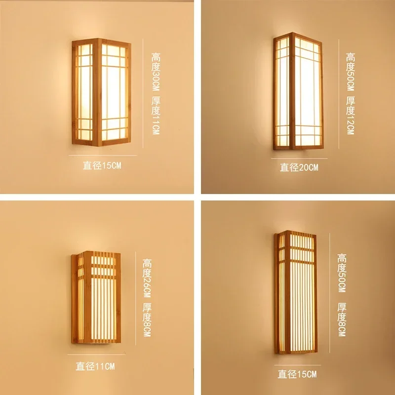 Retro Wall Lamp Bedroom Bedside Corridor Corridor Stairway Original Wood LED Lamp New Chinese Zen Creative Hotel Wall Lamp