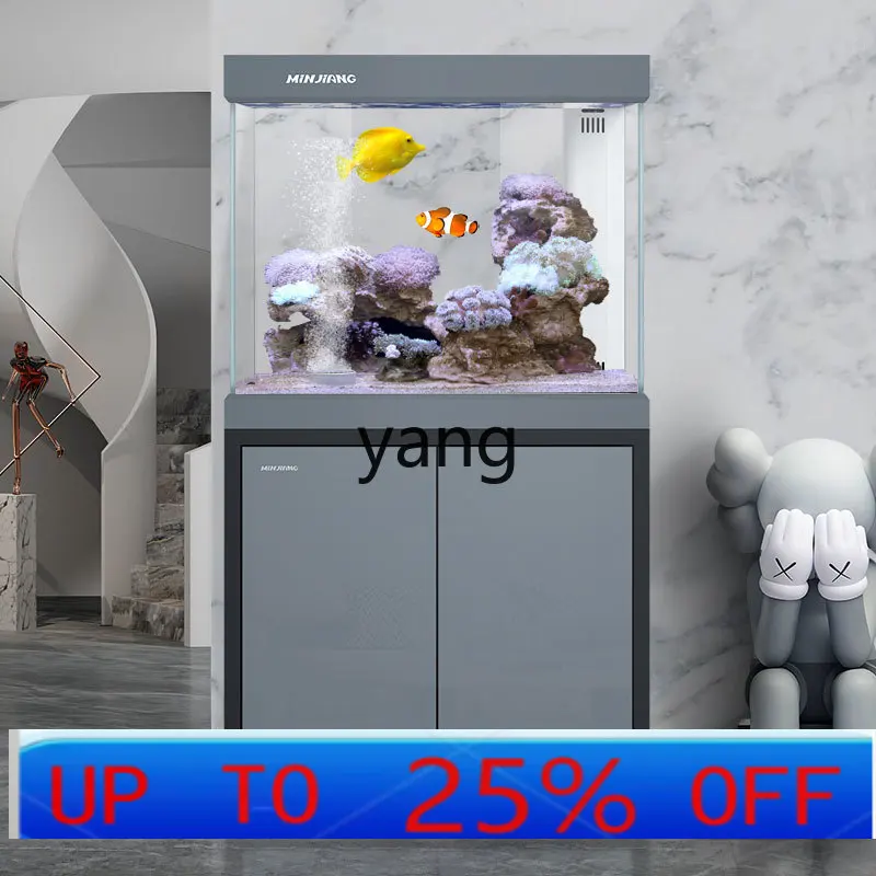 

Lmm living room household medium and large aquarium water-free bottom filter simple modern ultra-white fish tank