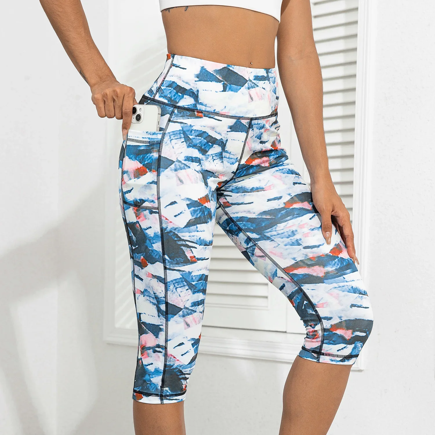 Women Push Up Gym Leggings with Pockets for Sports Yoga Pants Printed Tights Running Fitness Leggings Workout Clothing Sportwear image 4