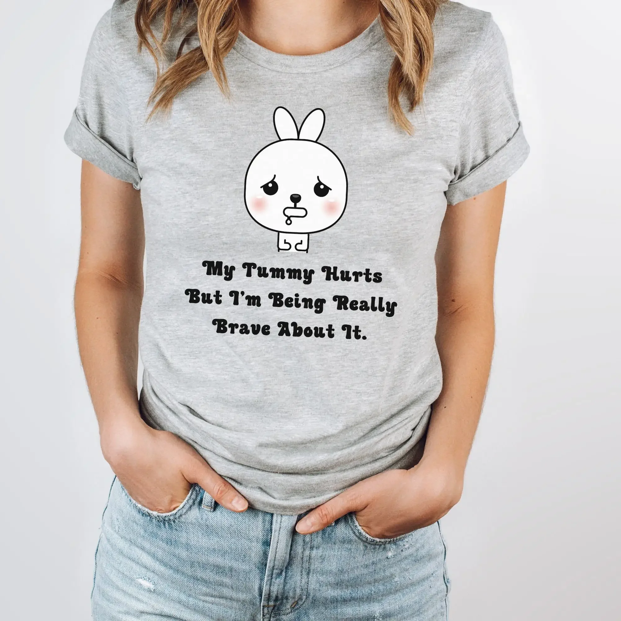 My Tummy Hurts But I'M Being Brave Ache Survivor Shirt Trending Graphic Tee Anxiety Chronic Illness Ibs Celiac Crohns