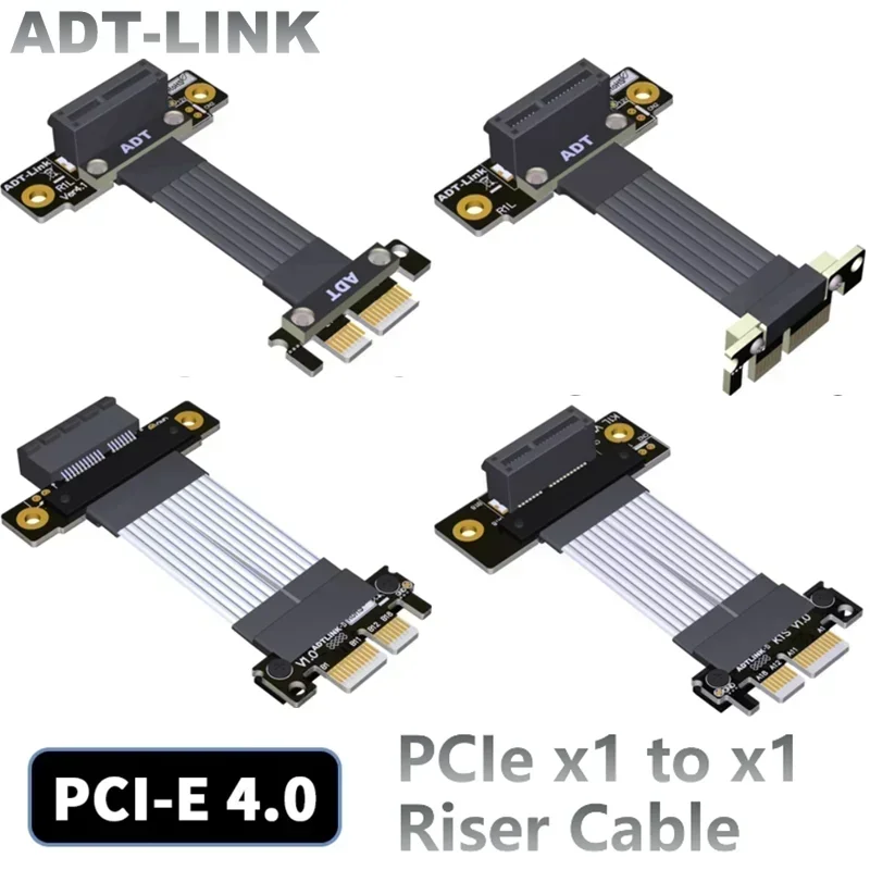ADT-Link K11 PCIe 4.0 x1 to x1 Riser Cable Double 90 Angle Network Card Sound Card LAN USB Card Gen4 1X Extender PCIe x1 Adapter
