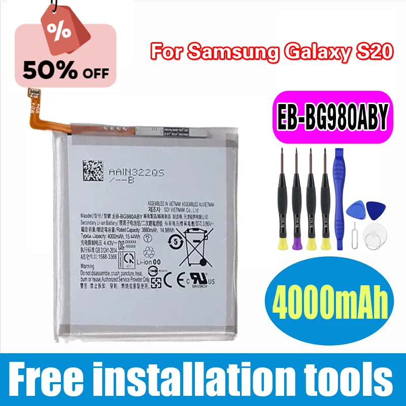 

Совершенно новый аккумулятор EB-BG988ABY EB-BG980ABY EB-BG985ABY BG990ABY для Samsung Galaxy S20/S20 Plus S20+/S20 Ultra/S21 FE