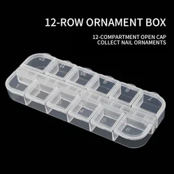 6pcs/set 6/12 Grids Nail Art Decorations Storage Case Empty Container Gems Glitter Beads Rhinestones Box