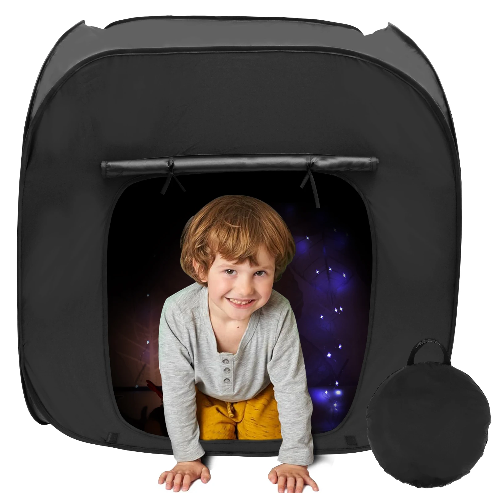 Pop up Sensory Tent for Kids Calming Hideout Den  Calm Down Black Tent for Autism Kids ADHD SPD Autistic Sensory Room Play Tents