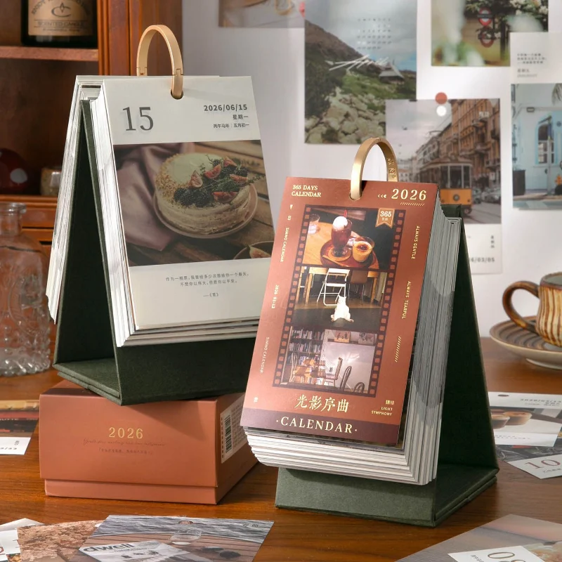 2026 Calendar New Light and Shadow Prelude Desk Calendar Literary Retro Creative Desktop Ornaments Notepad