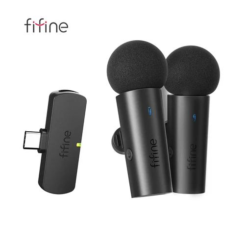 Sistema Lavalier inalámbrico FIFINE con 2 micrófonos para Android/tableta, mini micrófono tipo C para vídeo, entrevista, Vlog, transmisión en vivo-M8