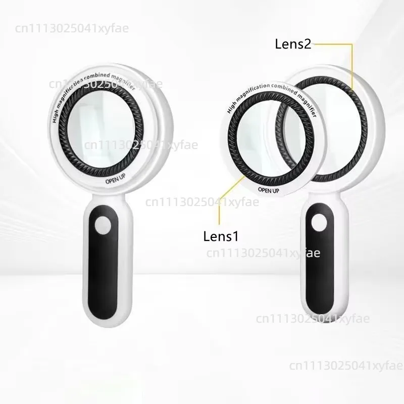 10X 30X Handheld Magnifier with Double Glass Lens & 21 LED Lights, High Power Loupe for Reading & Appreciation
