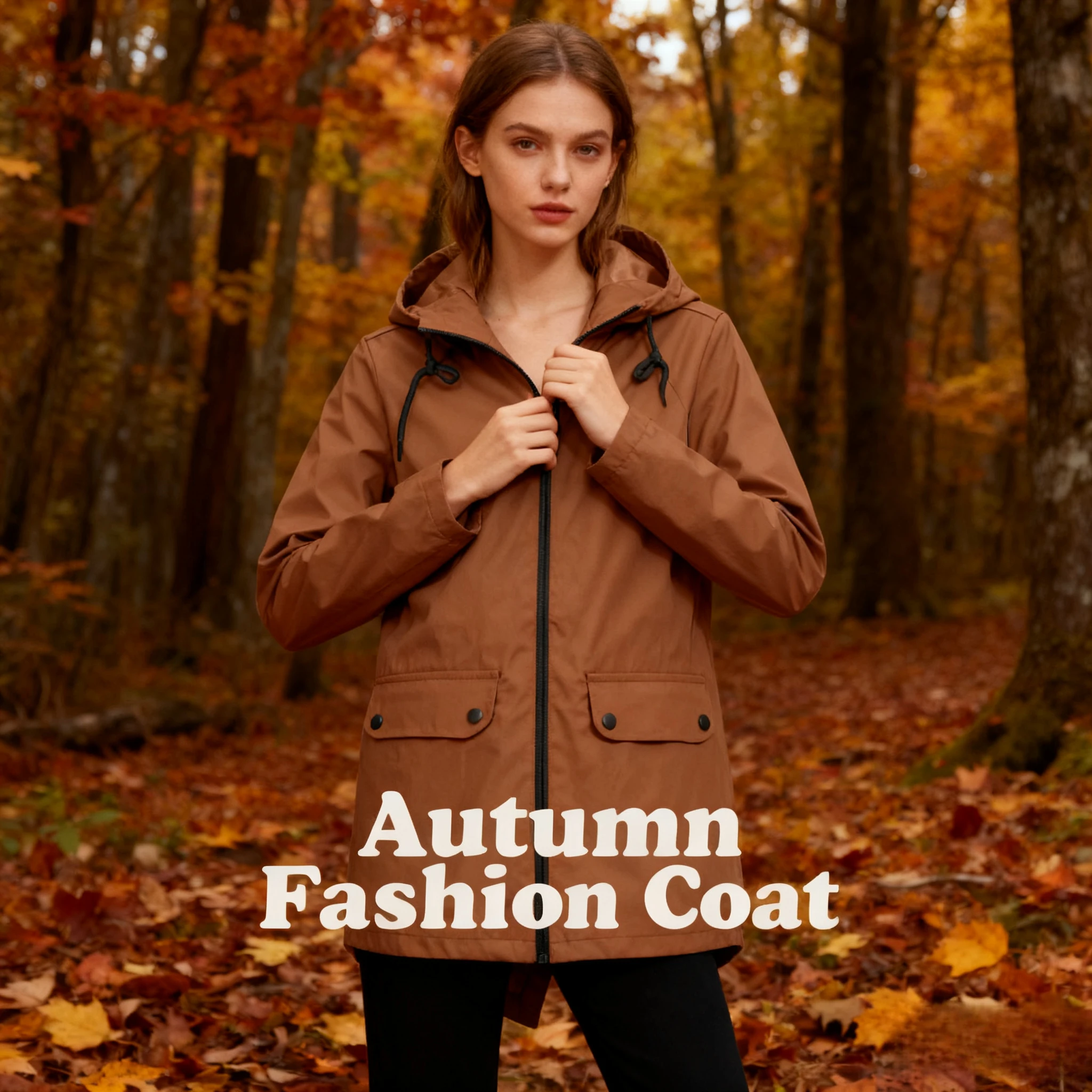 سترة نسائية بلون سادة مقاومة للرياح معطف بقلنسوة مقاوم للماء ملابس خارجية للمشي لمسافات طويلة معطف واق من المطر خفيف الوزن للنساء