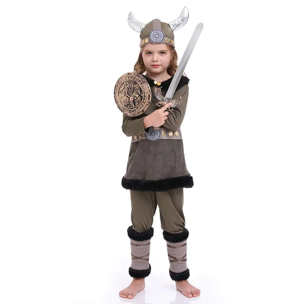 Costume de Cosplay Viking pour Enfant Fille et Garçon, Vêtement de brevsur Scène, Tenue de ixd'Halloween, Trempé, 7,5