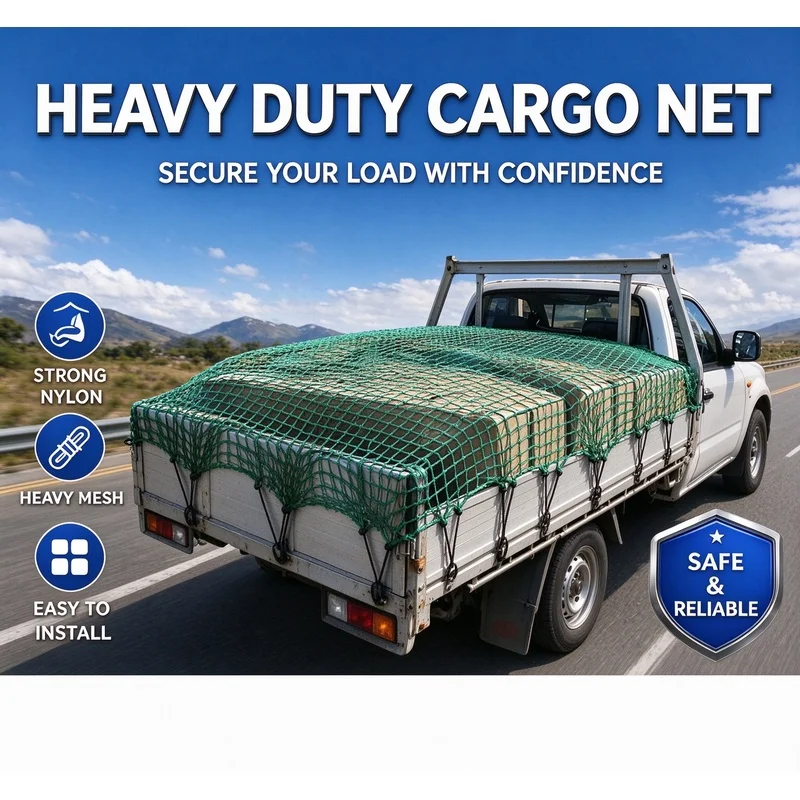 Heavy Duty Polyester Cargo Net for Pickup Truck Trailer, Cargo Load Containment Cover Net, Prevent Cargo Falling