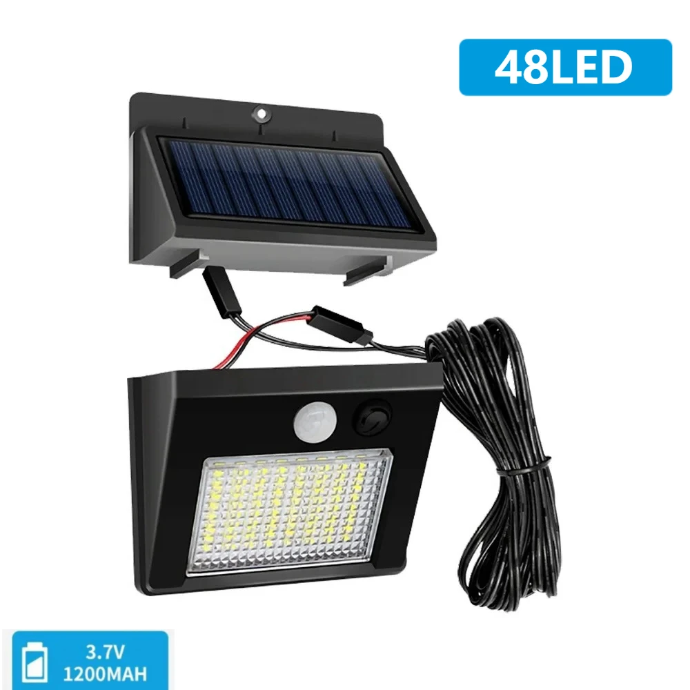 48 LED سبليت ضوء الشمس T IP65 مقاوم للماء الشمسية مصابيح خارجية 1200mAh PIR محس حركة الجدار ضوء حديقة الجدار مصباح