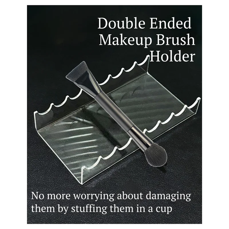 THIVN-Double Ended Acrylic Makeup Beauty Brush Organizer Holder 8 Slots Cosmetic Storage (CLEAR)