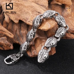 Stainless Steel Snake Head Bracelet Creative Multi Snake Head Charm Chain Ouroboros Wristband Men Punk Hip Hop Jewelry Gift