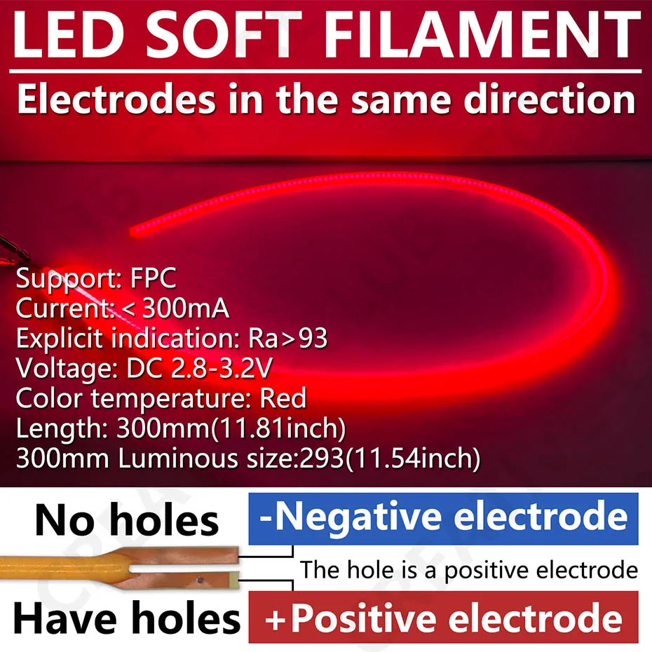 300mm COB LED Flexible Filament DC3V für Retro Edison Glühbirne LED Filament Beleuchtung Zubehör DIY Diode Flexible Perlen Streifen – Detail 4