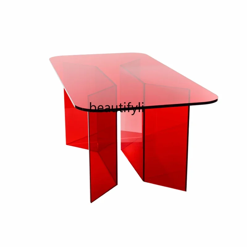 Personalized Custom Acrylic Rectangular Coffee Table Women's Clothing Store Design Transparent Rest Area Table furniture