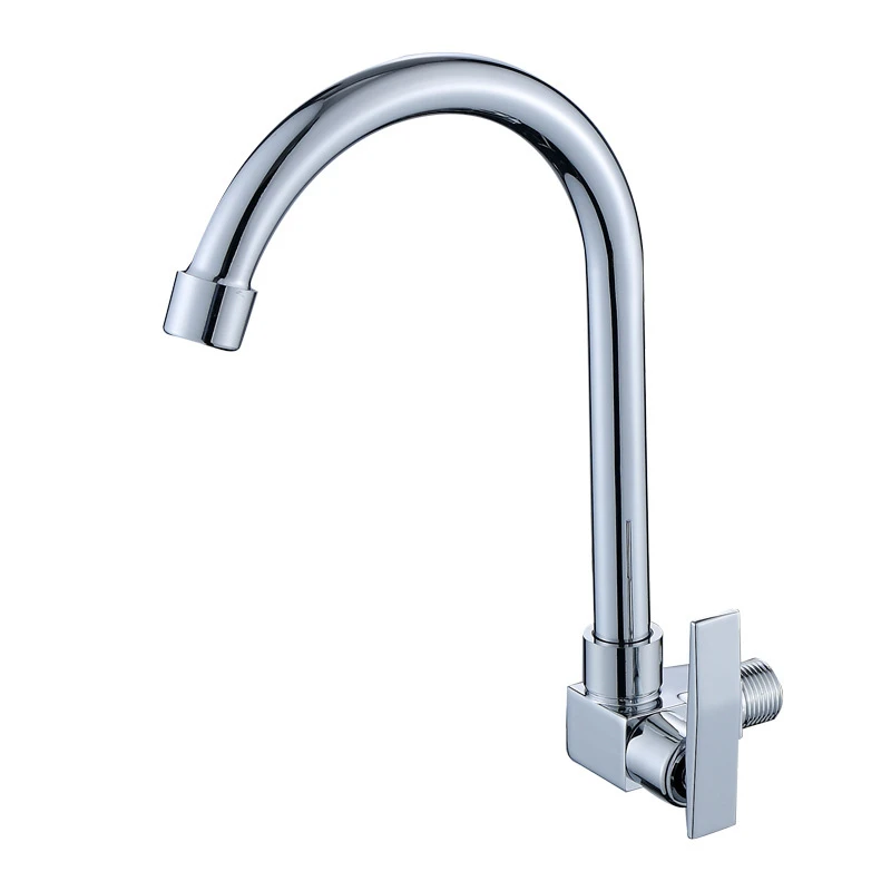 

1PC In-Wall Kitchen Faucet Brass Chrome Horizontal Single Cold Rotatable Mop Pool Faucet Thread G1/2'