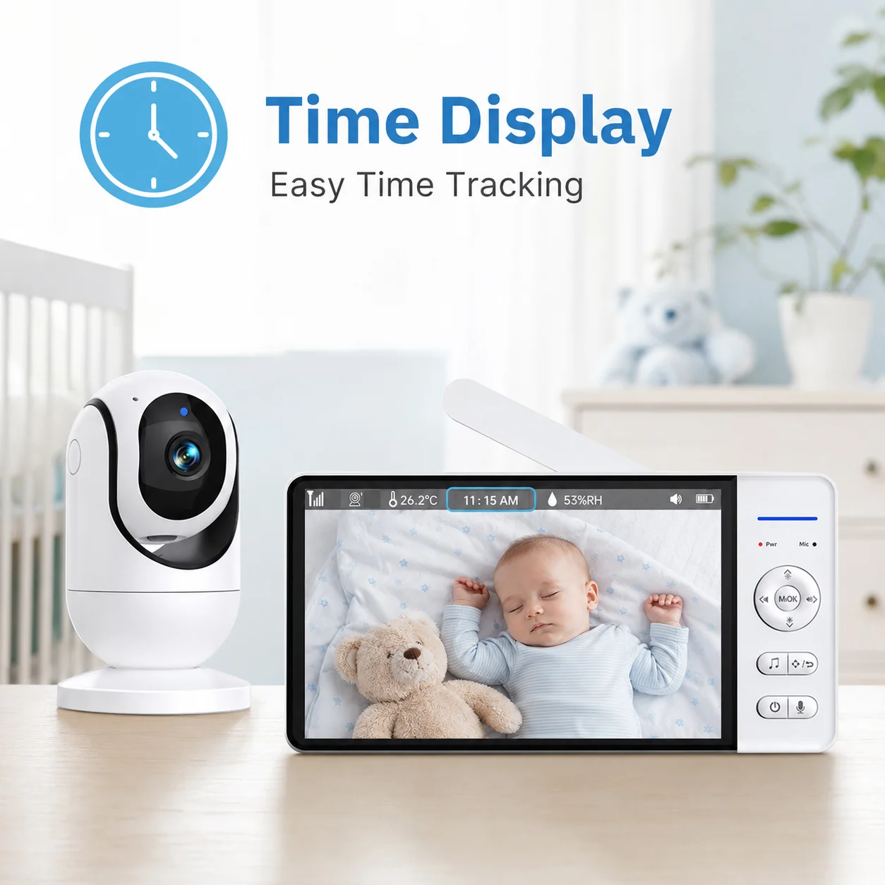 Babyphone mit Kamera und Audio 7 Zoll Großer Bildschirm Digitaler Videomonitor Zwei-Wege-Kommunikation Nachtsicht Temperaturanzeige Beruhigende 8 Schlaflieder 355 ° Schwenk-Neige-Babykamera mit Elternbildschirm für Neugeborene, Säuglinge, Kinderzimmer und Zuhause – Detail 10