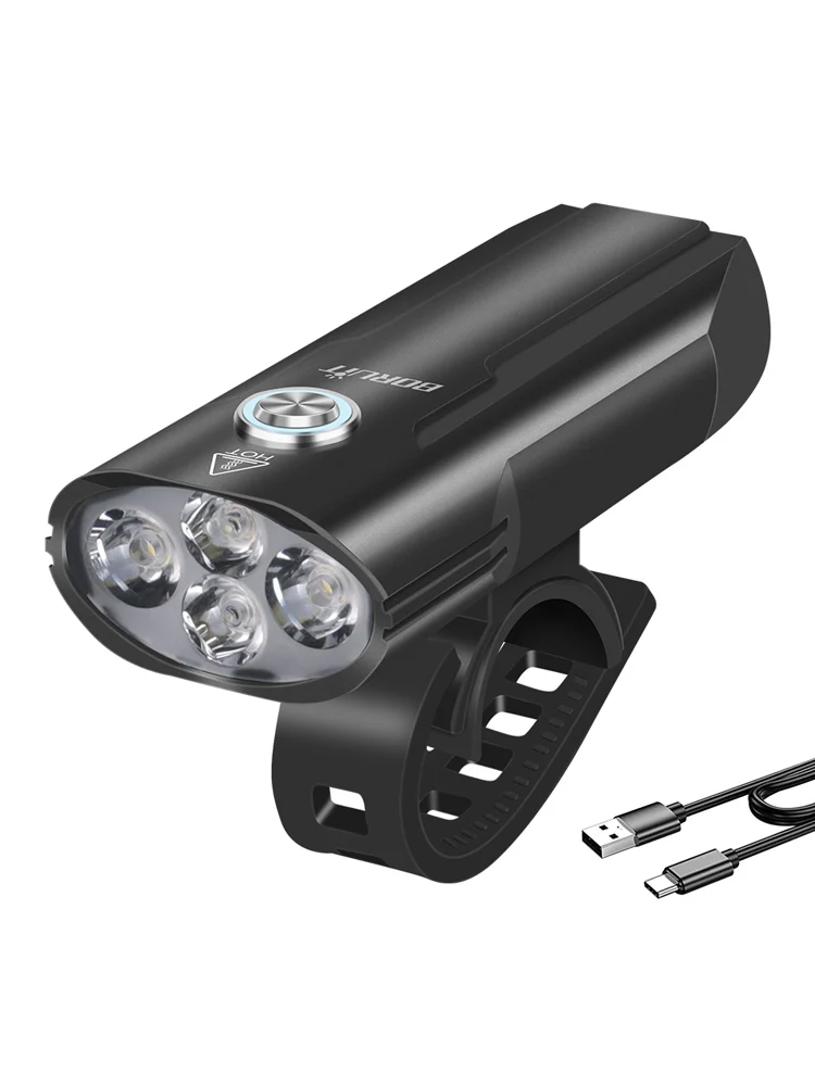 AliExpress BORUIT BORUiT LED Bicycle Light with Power Display Type-C Rechargeable IP67 Waterproof Bike Headlamp Memory Function for Outdoor Riding