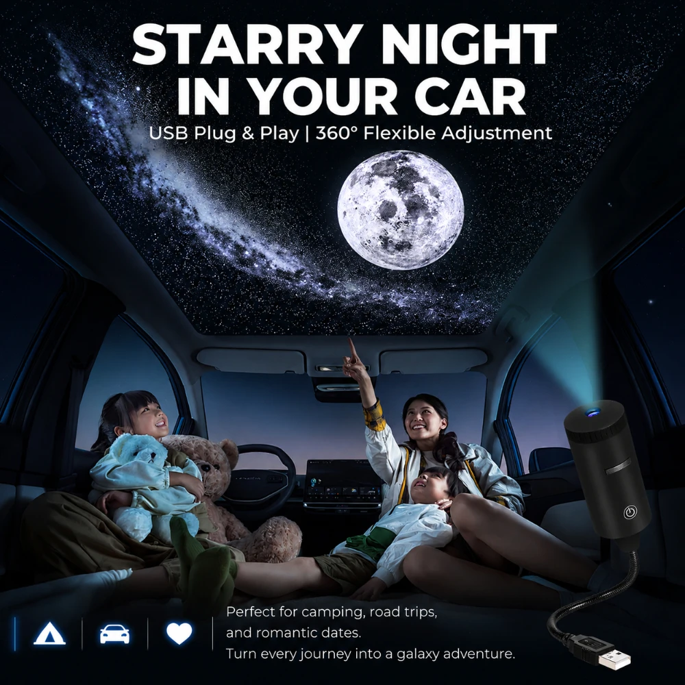 Auto-Deckensternprojektorlampe Schlafzimmer USB 5V Sternenhimmel-Deckenleuchte Tragbarer Sternenhimmel-Effekt für Fahrzeug und Zuhause