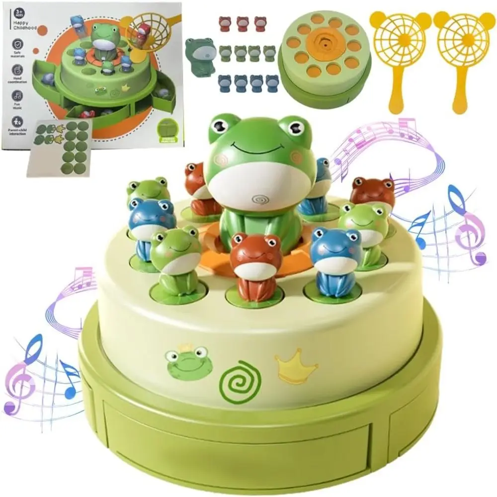 Cartoon Bounce and Catch Frog Board Games Interactive with Music Tabletop Family Games Three Adjustable Modes