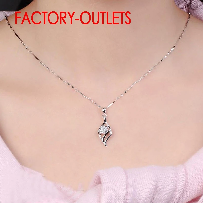 Genuine 925 Sterling Silver Bridal Jewelry Sets For Women Shinning Crystal Necklaces Hoop Earrings Girls Engagement Anniversary