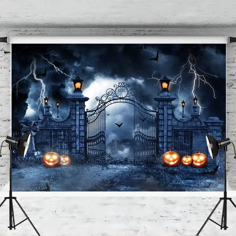 Scary Halloween Backdrop Pumpkin Photography Background for Horrible Theme Party Decoration Banner Photo Booth Studio Props