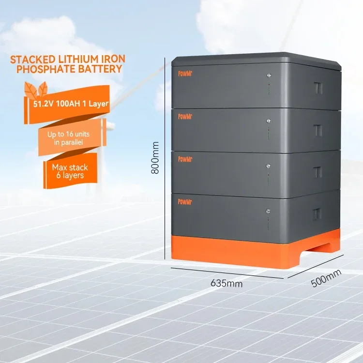 PowMr Stacked 100Ah 200Ah 300Ah 400Ah LiFePO4 Battery 51.2V 5KWh 10KWh 15KWh 20KWh Solar Lithium ion Battery