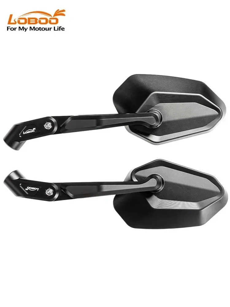 LOBOO Motorcycle Rearview Mirror for BMW Yamaha Honda Foldable Anti-glare Large Field of View Super Wide Angle Reflector