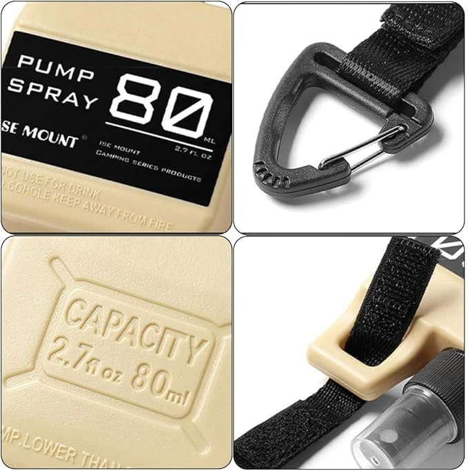 Outdoor Portable Spray Bottle Pump with Buckle for Camping Travel - Refillable Cosmetic Alcohol Perfume Dispenser Container view 4