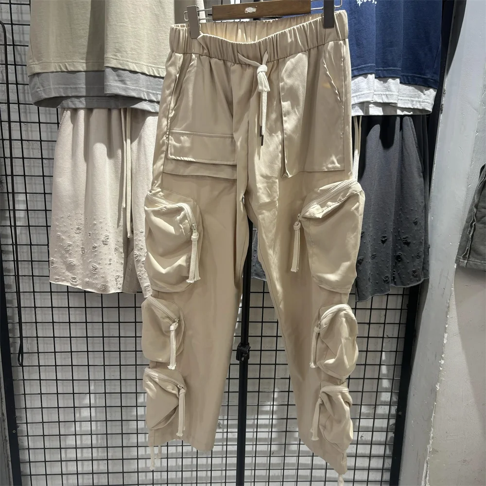 

Робочие брюки с несколькими стрингами, свободные повседневные брюки с манжетами, американские модные брендовые длинные брюки для мужчин и женщин