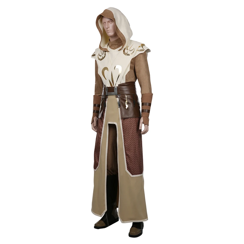 Disfraz de Cosplay de la guardia del templo Jedi para hombres adultos, traje de fantasía para hombres, bata marrón, capa, uniforme, trajes de juego de rol, The clon Cos Wars