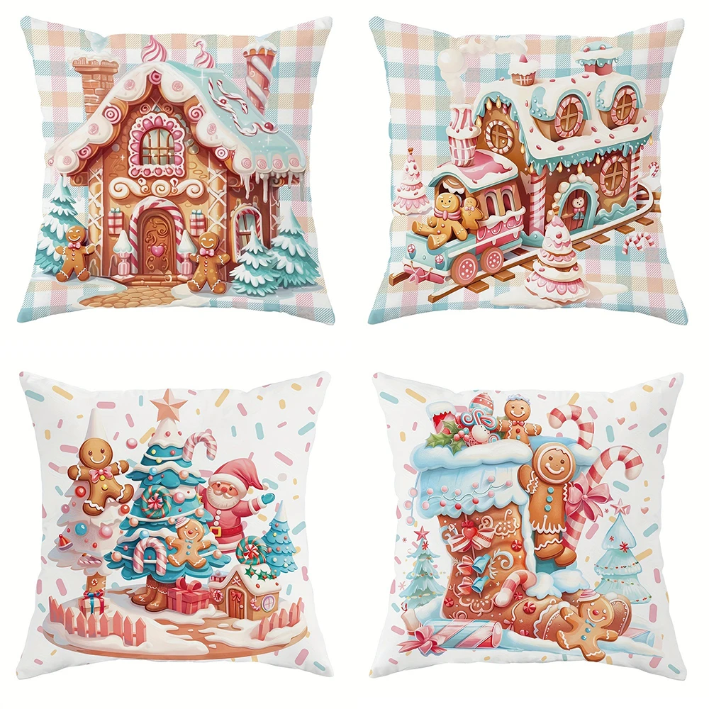 Christmas Gingerbread theme pillowcase home Bedroom Room living Room Sofa cushion cover Merry Christmas New Year Gift