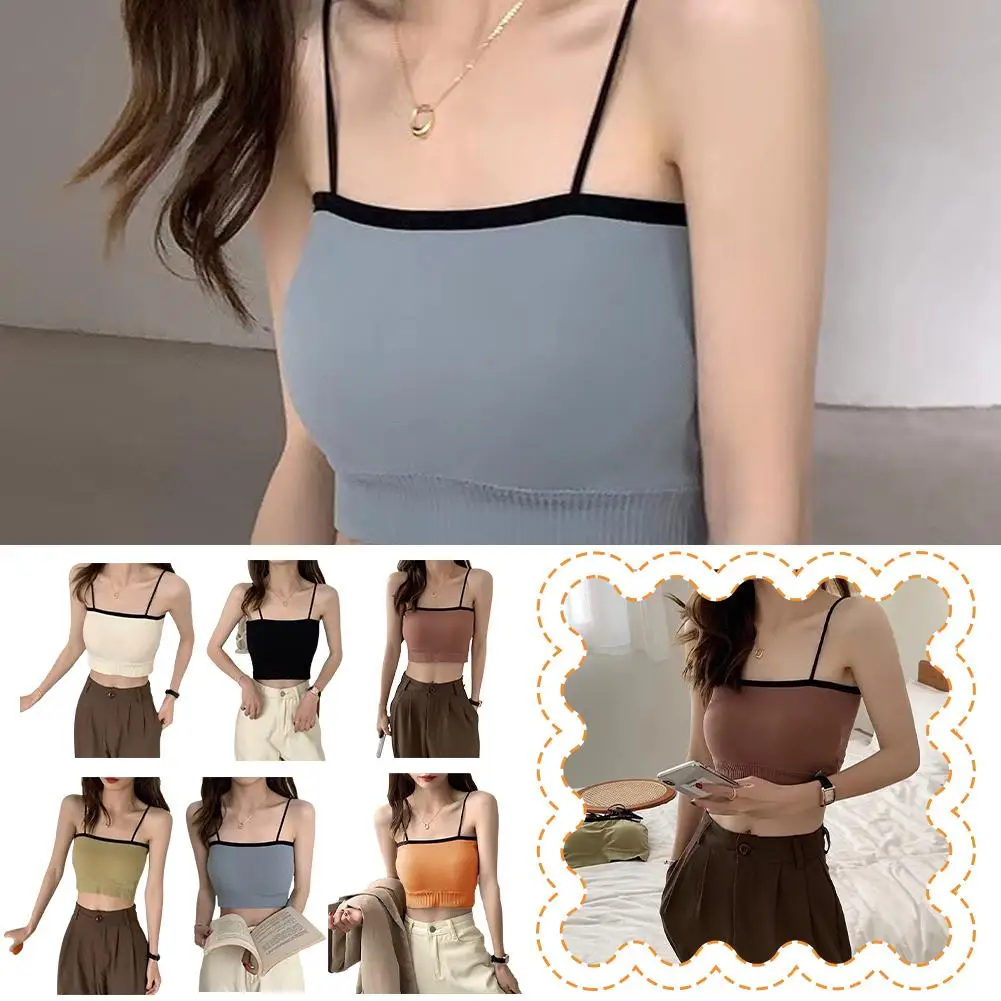 Halter Neck Camisole 2024 Casual Women Halter Crop Slim Short Strap Sleeveless Summer Top Female Tops Camis Backless S H2u4