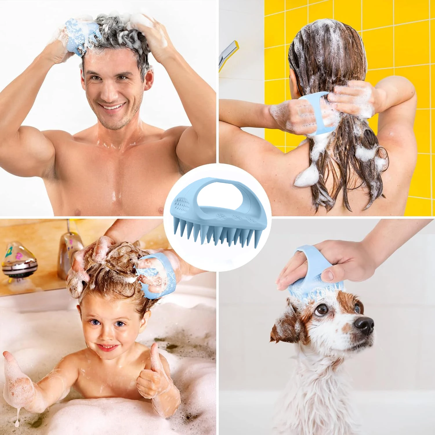 Scalp Massager Hair Growth,Scalp Scrubber with Soft Silicone Bristles for Dandruff Removal,Shampoo Brush for Men Women Kids Pets