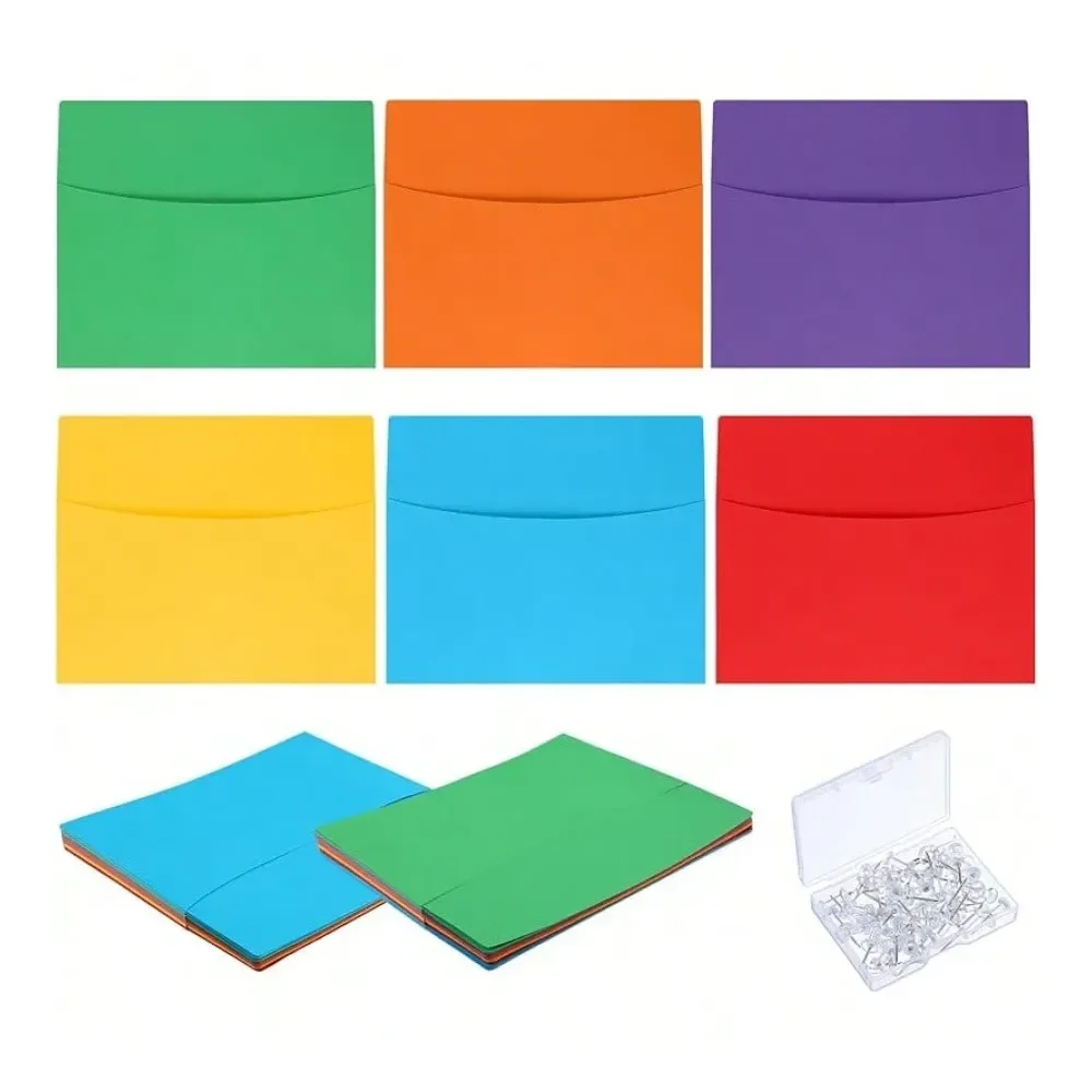 

Pcs Oversized Wall Pockets 10 X 12 Inches 6 Colors Assortment Hanging Wall File Folder Organizer Classroom Bulletin Boards Offi
