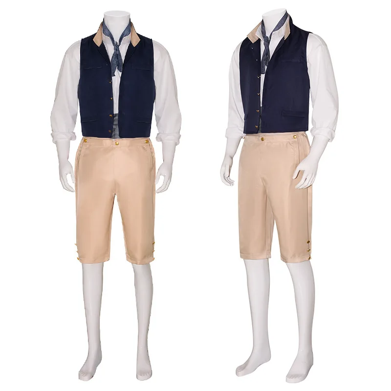 ชุดคอสเพลย์เจ้าชายสำหรับผู้ชายชุดปาร์ตี้ฮาโลวีนพร้อมเนคไทสีขาว