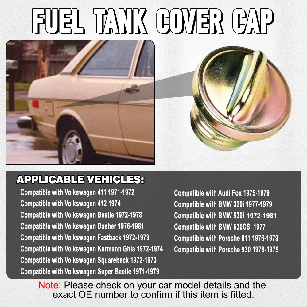 Não travando o tampão de gás do tanque de combustível do carro, BMW VW Beetle, Super Beetle, tipo 1, 3, 4, mestre, Karmann, Ghia, Audi Fox, Porsche 911, 321201551G