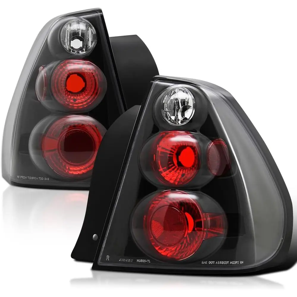 Black Housing Clear Lens Tail Lights Compatible with 2004-2007 Chevy Malibu All Models Except Maxx, Left + Right Pair Assembly