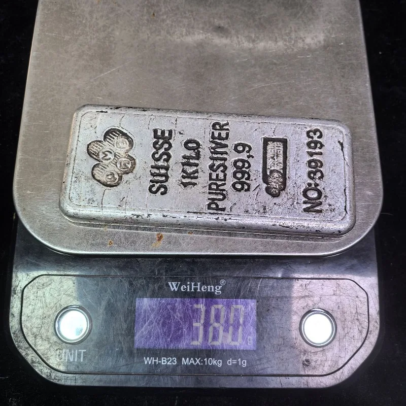 Solid Copper Electroplated Silver, Simulated Silver Block 380g, Prop Ornament, Home Decoration