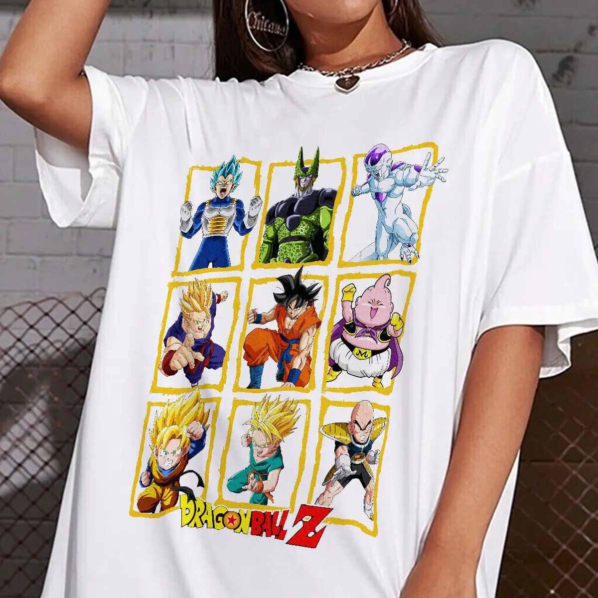 Dragon Ball Z All Characters Grid Graphic T-Shirt Anime Goku Vegeta Majin Buu Print Fans Women's Men's and Kids Short Sleeve Tee
