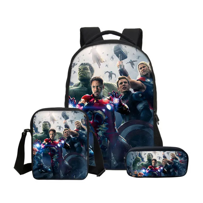 New Marvel Comics Hulk Captain America The Avengers studenti zaino in tre pezzi Computer 3d ragazzi e ragazze zaino leggero