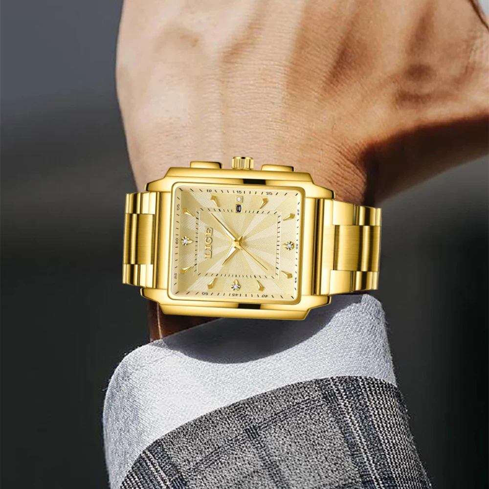 LIGE Fashion New Men Watch Quartz Stainless Steel Luxury Wristwatch with Date Business Casual Watches For Men relogio masculino