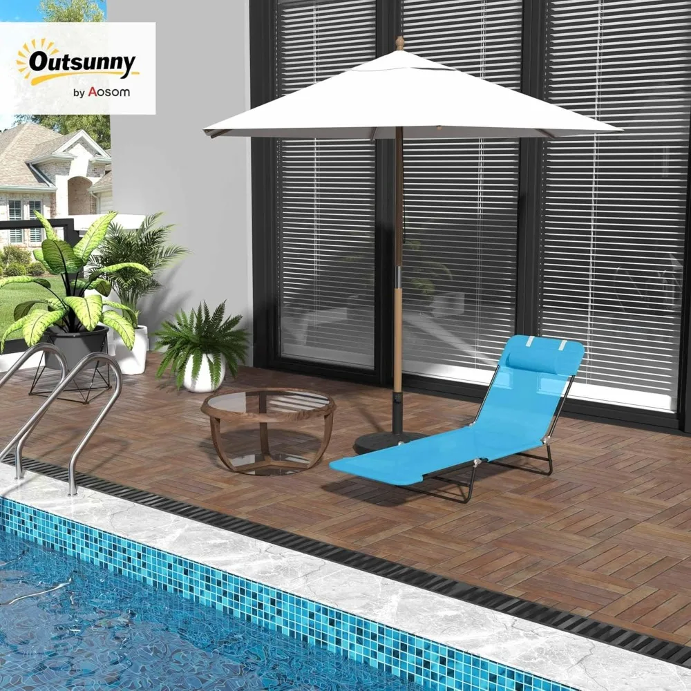 

Складной шезлонг с откидной спинкой, дышащее сетчатое сиденье для бассейна, пляжа, двора, патио, отдыха на открытом воздухе