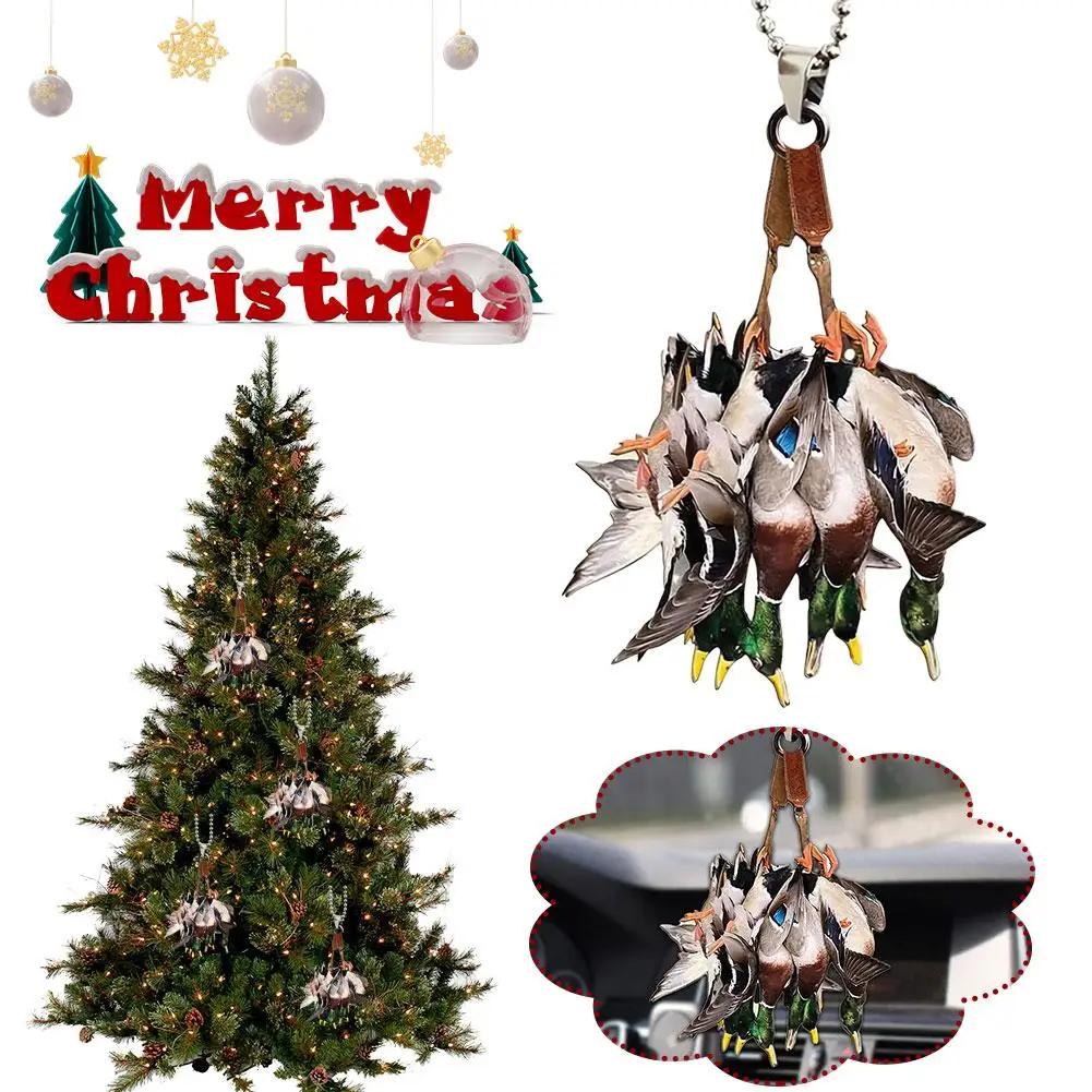 Duck Hunting Ornament Car Hunting Decor Acrylic Christmas Ornaments  Hanging Duck For Christmas Tree Car Mirror Accessories