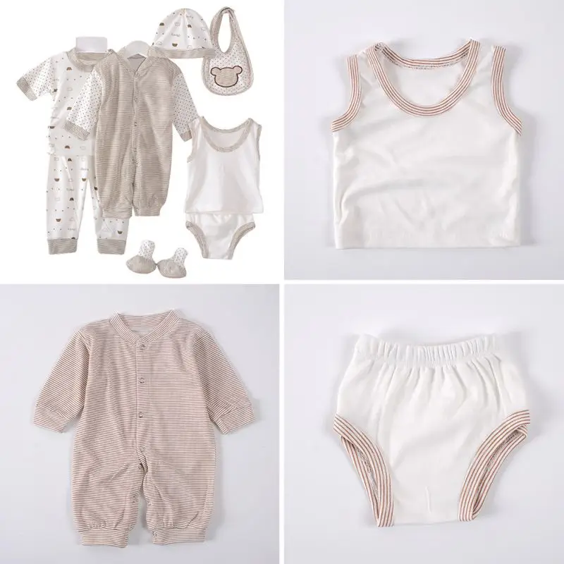 8PCS Newborn Baby Clothing Set Cotton Infant Boy Clothes Spring Autumn Cloth Suit New Born Girl Baby Clothing Sets New born Hat