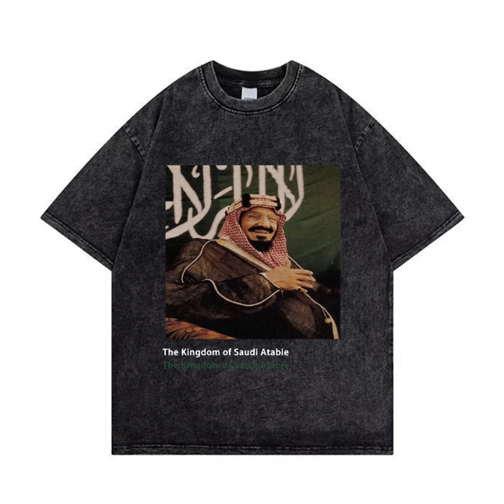 المملكة العربية السعودية اليوم الوطني تي شيرت 100% ملابس قطنية قصيرة الأكمام بلايز عيد الفطر التي شيرت غسلها تي شيرت الصيف تيز رداء علوي غير رسمي #2