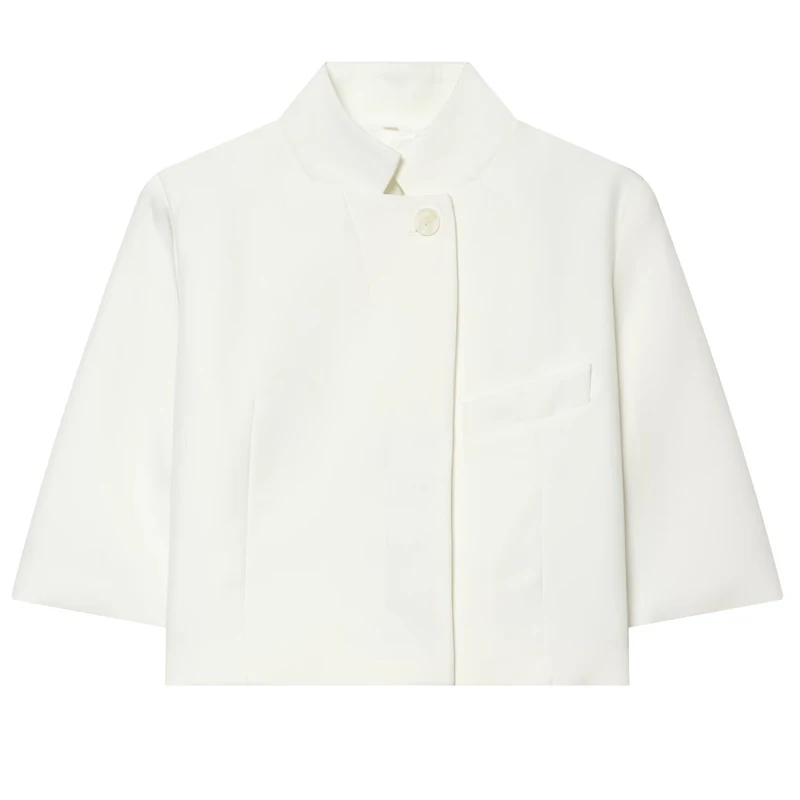 HXAO Crop Weiße Jacken Damenjacke Frühling Sommer 2026 Asymmetrische Knopfleiste Kurzarm-Oberbekleidung Schicke Streetwear Blazer für Frauen – Detail 4